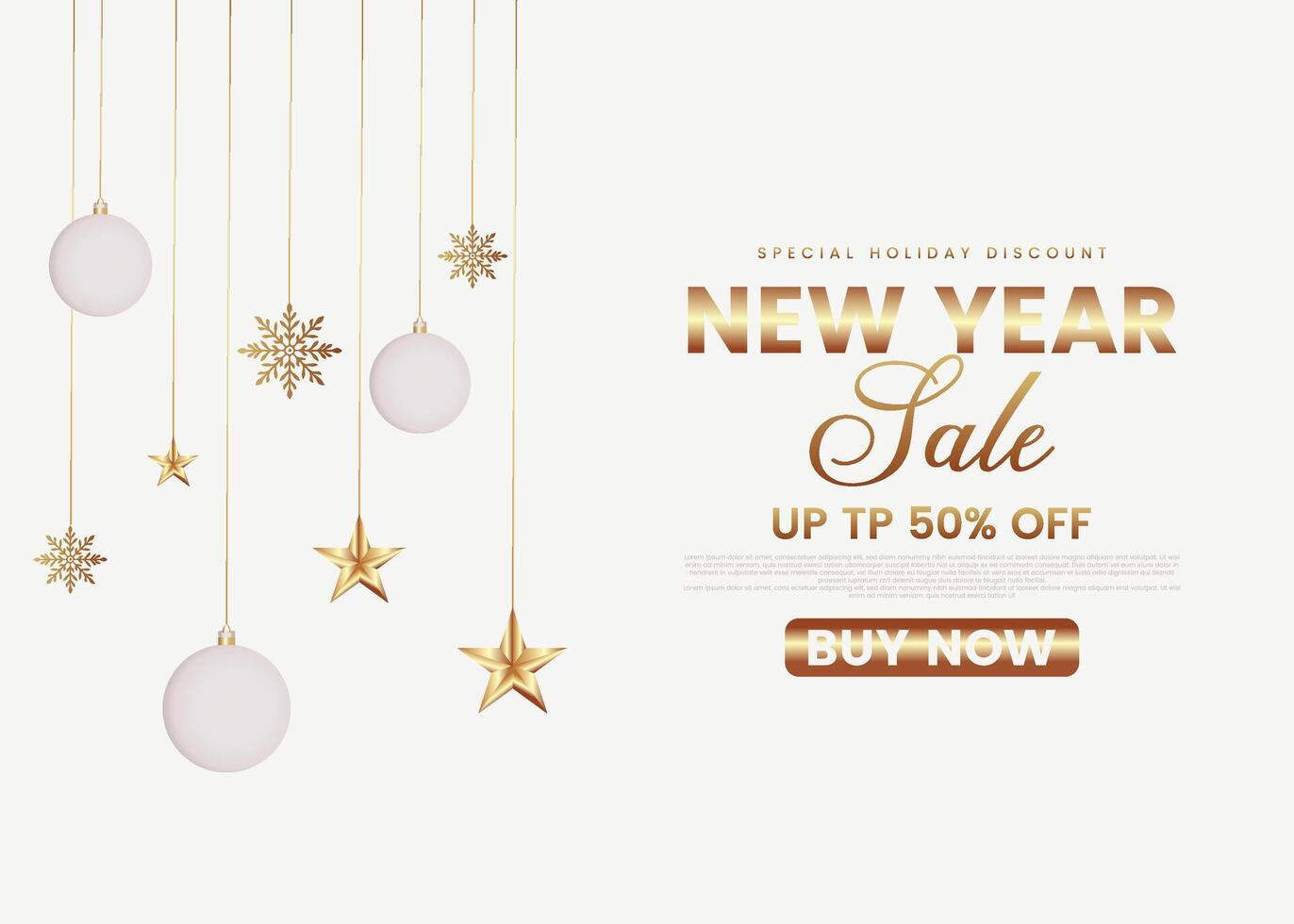 New Year sale 50 off,on white background banner template design with xmas and festive holiday special elements. vector