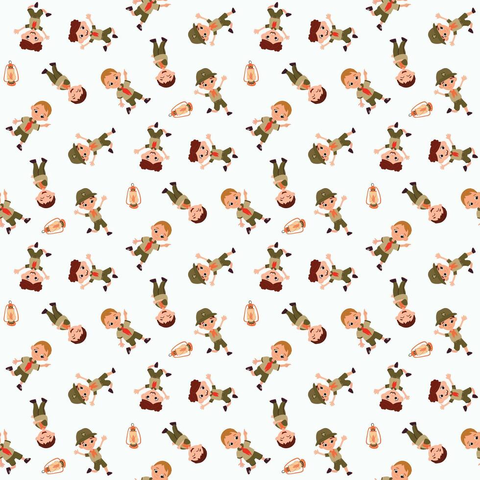 Seamless pattern with scouts. Design for fabric, textile, wallpaper, packaging vector