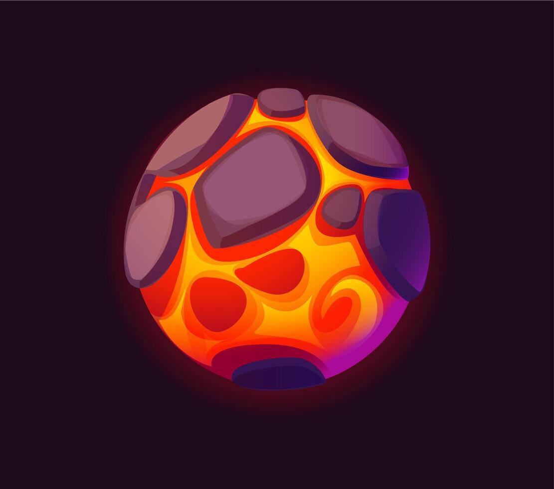 Cartoon galaxy fantasy alien magma space planet vector