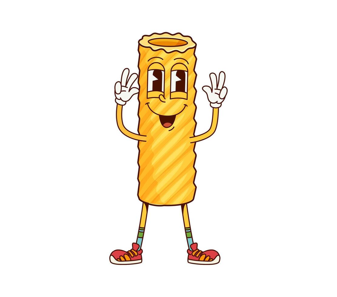 Italian pasta Rigatoni groovy funny character vector