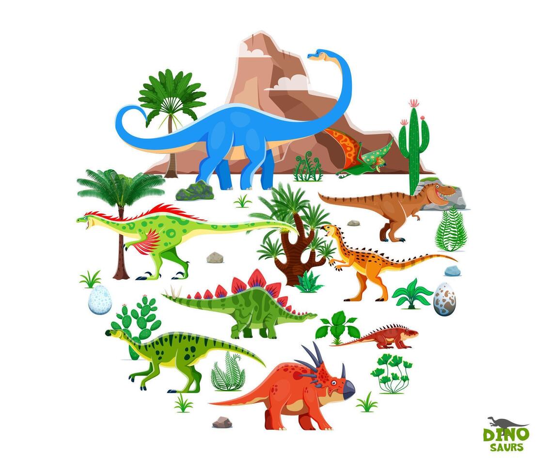 Prehistoric dinosaurs banner with Jurassic lizards vector