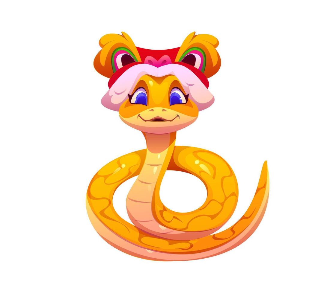 2025 Cartoon snake character, lunar year serpent vector
