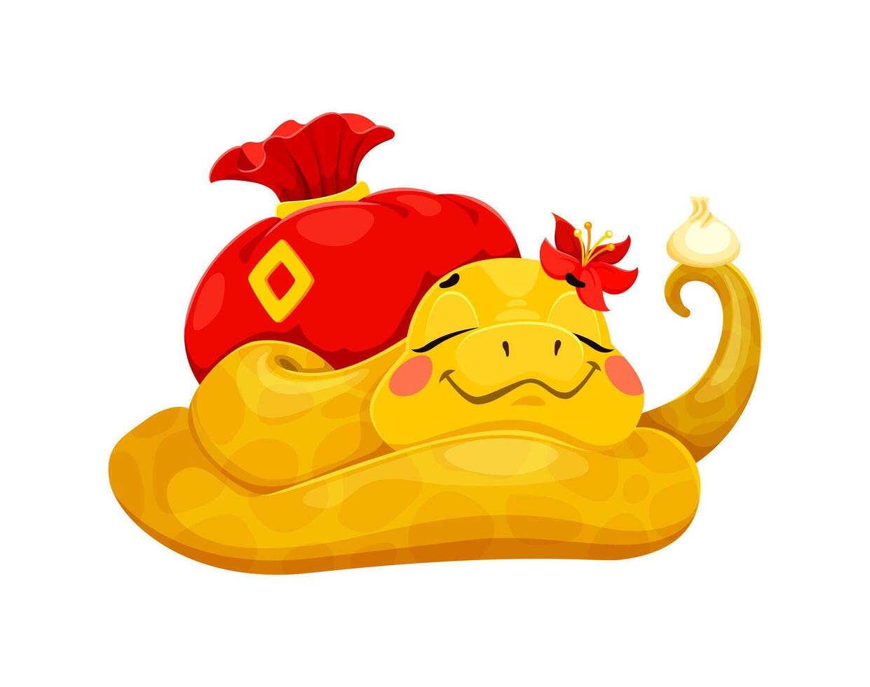 Cartoon 2025 lunar year cute snake with money sack vector