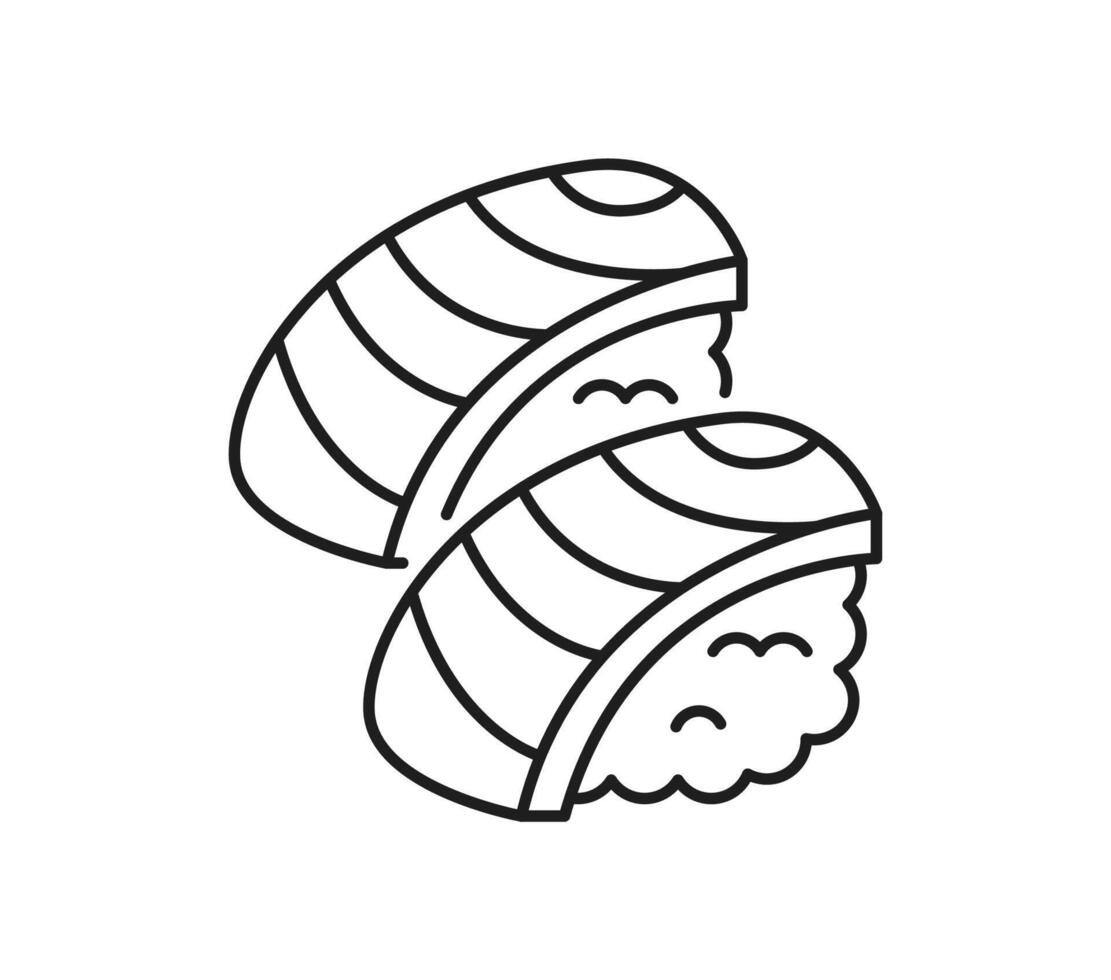 Salmon fish meat sashimi sushi thin line icon vector