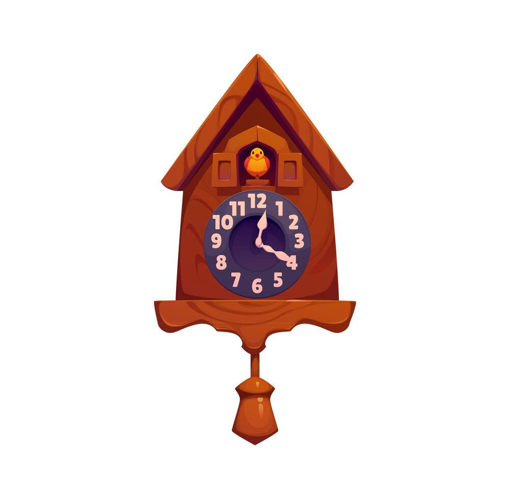 Cartoon wooden cuckoo clock with a bird emerging vector