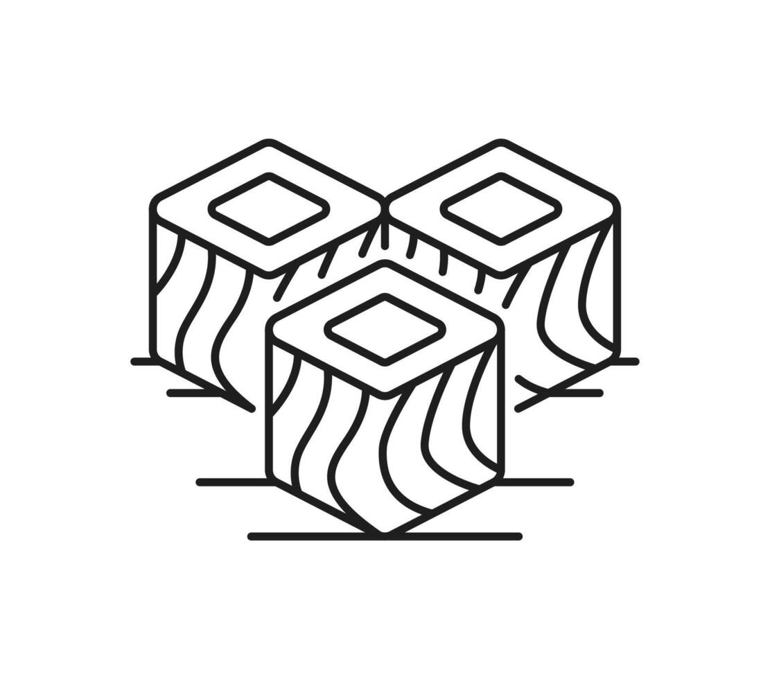 Salmon fish and meat line icon of sushi hosomaki vector