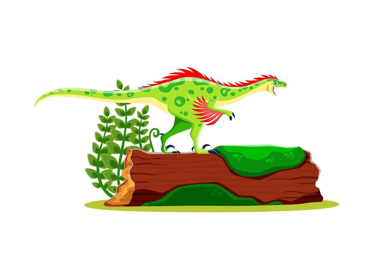 Prehistoric cartoon dinosaur character, raptor vector