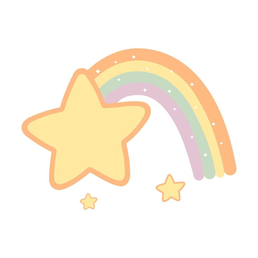 Cute Colorful Rainbow Star Cartoon in the Sky vector