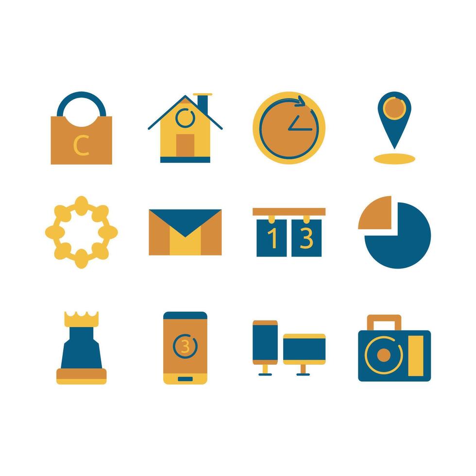 Flat Design Icon Set of Business Office Work Setting Equipment vector