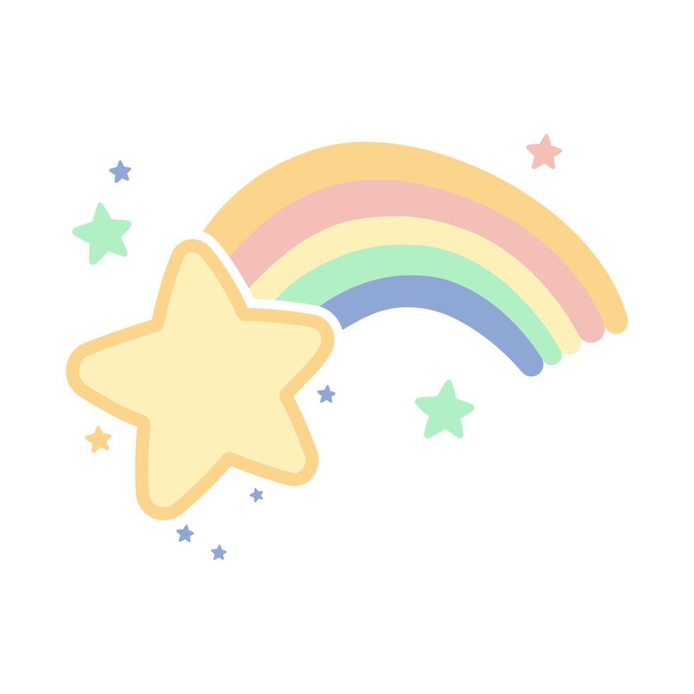 Cute Rainbow Star Childish in the Sky vector