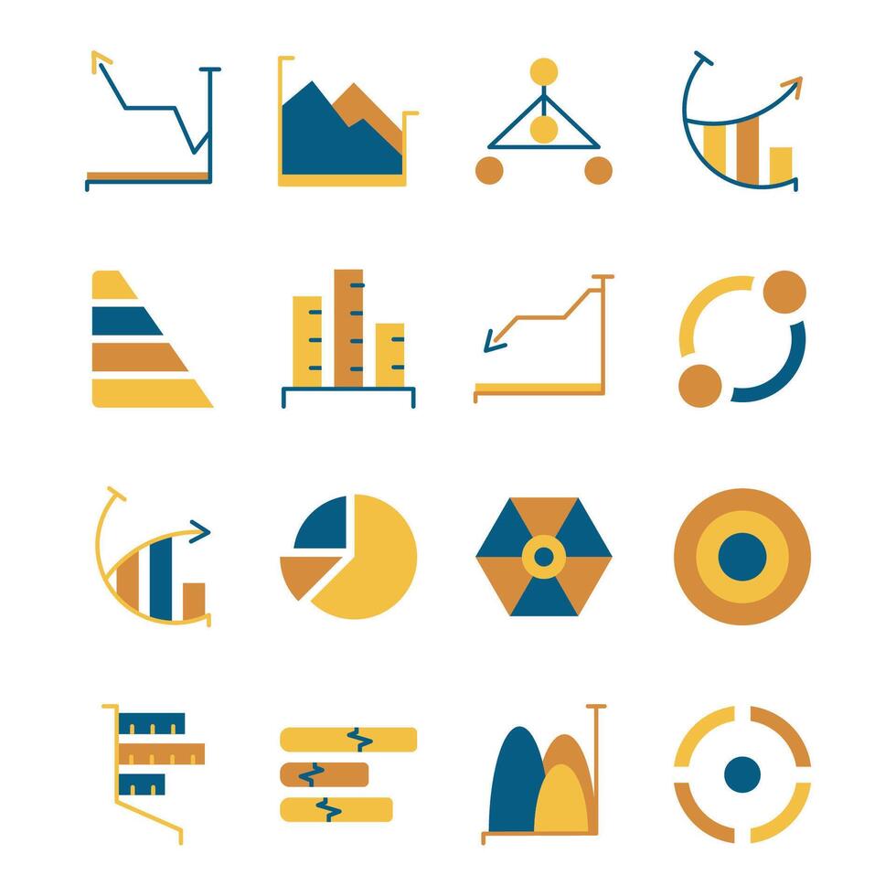 Flat Design Icon Set of Business Finance Economy Infographic Statistic Diagram Data vector