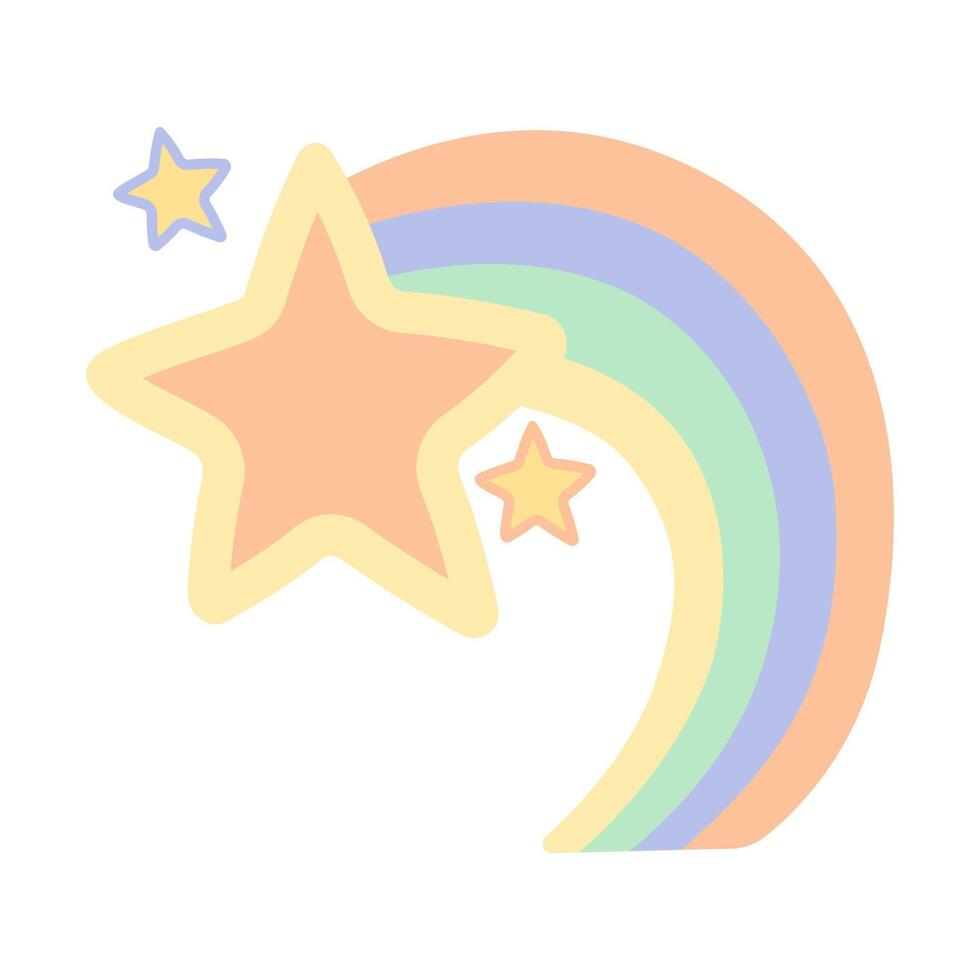 Cute Colorful Rainbow Star Childish Cartoon in the Sky vector