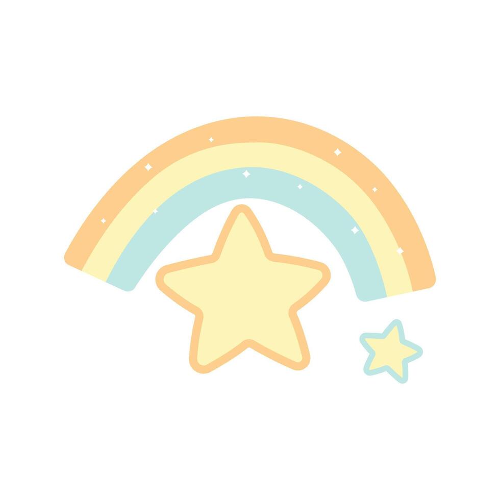 Cute Colorful Rainbow Star Twinkle Childish Cartoon in the Sky vector