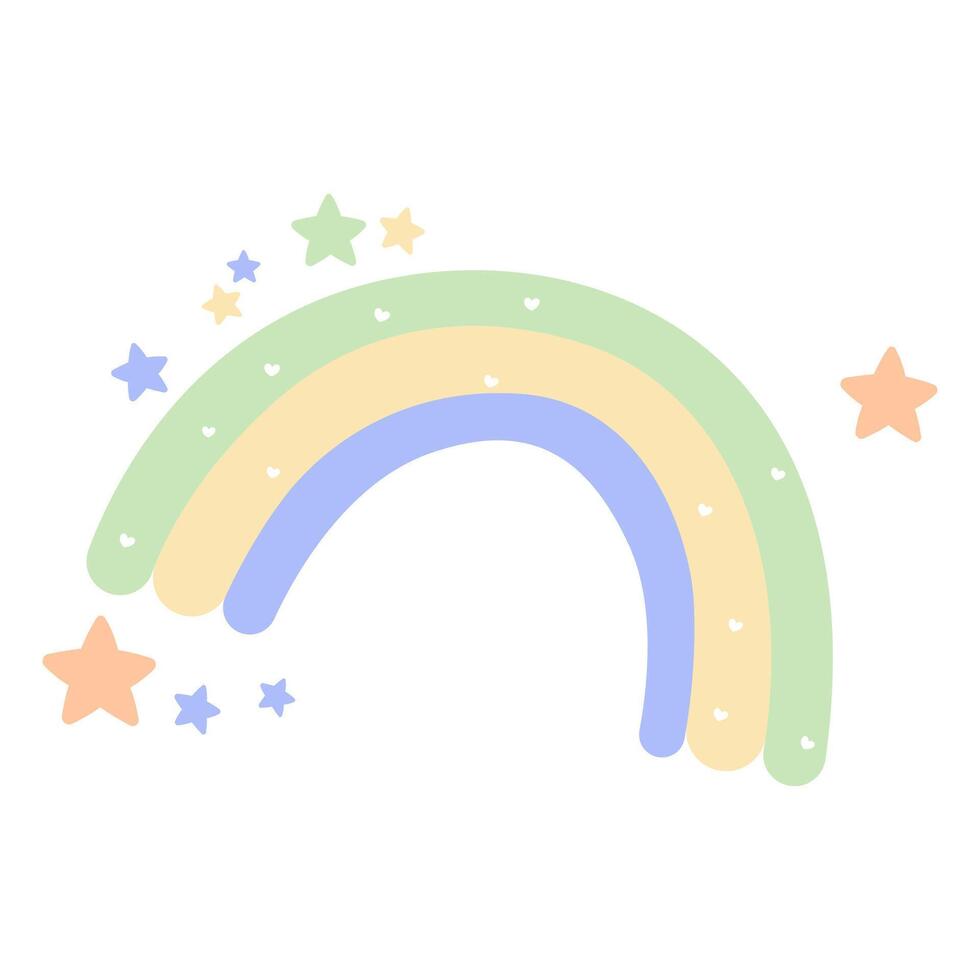 Cute Colorful Rainbow Star Sparkle Childish Cartoon in the Sky vector