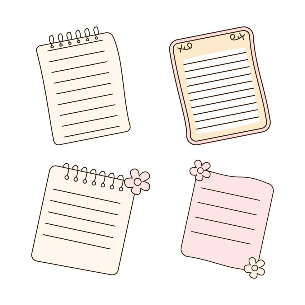 Collection of Cute Pastel Empty Line Note Paper Page Sheet vector