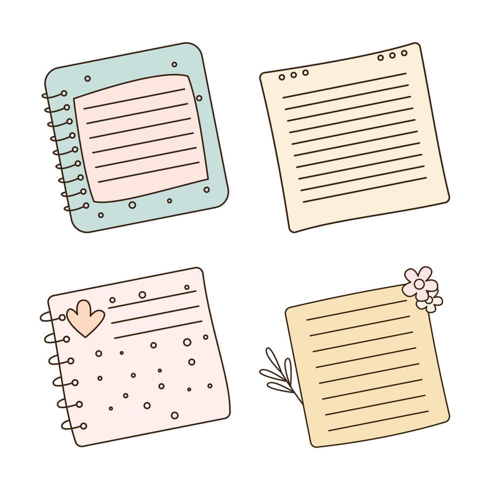 Collection of Cute Pastel Empty Line Sticky Note Paper Page Sheet vector