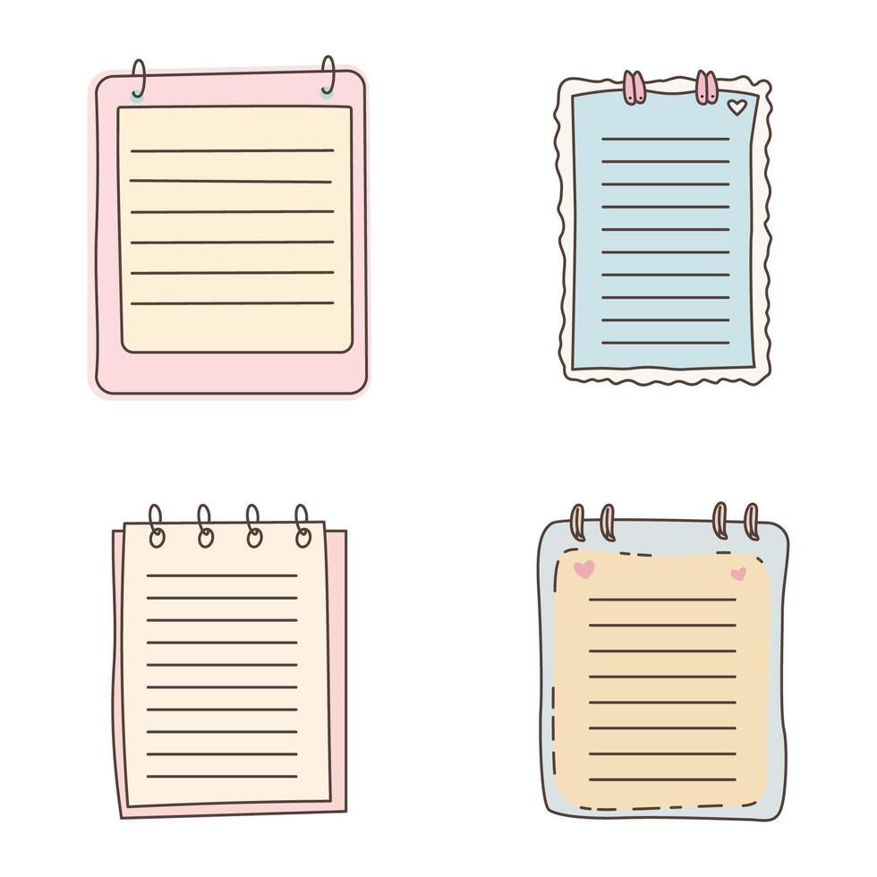 Collection of Cute Pastel Empty Line Note Paper Sheet vector
