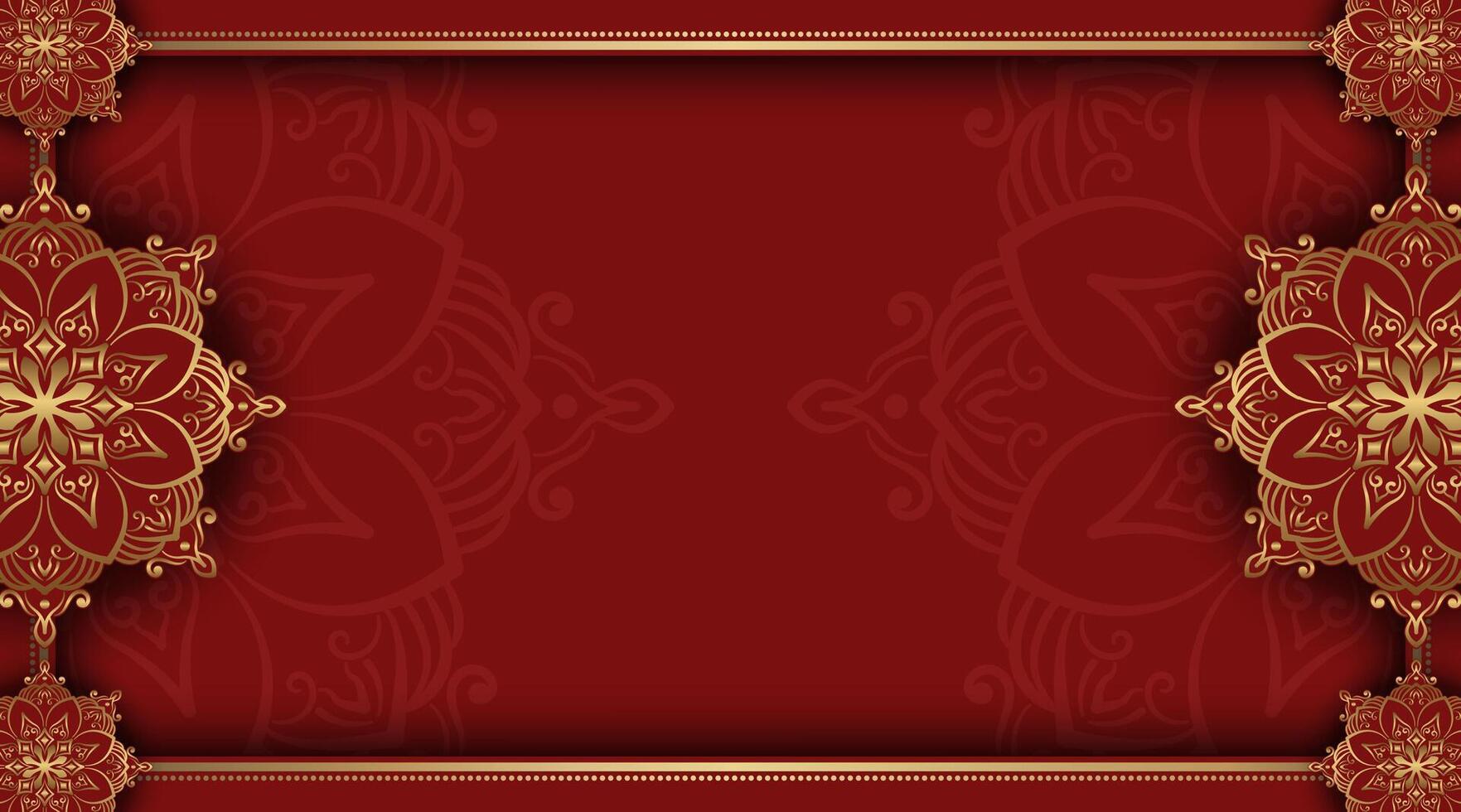 Luxury red background with elegant gold mandala vector