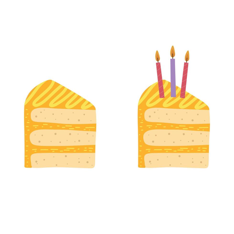 Sweet cakes slices with colorful frosting and sprinkles make a delightful treat for any celebration. vector