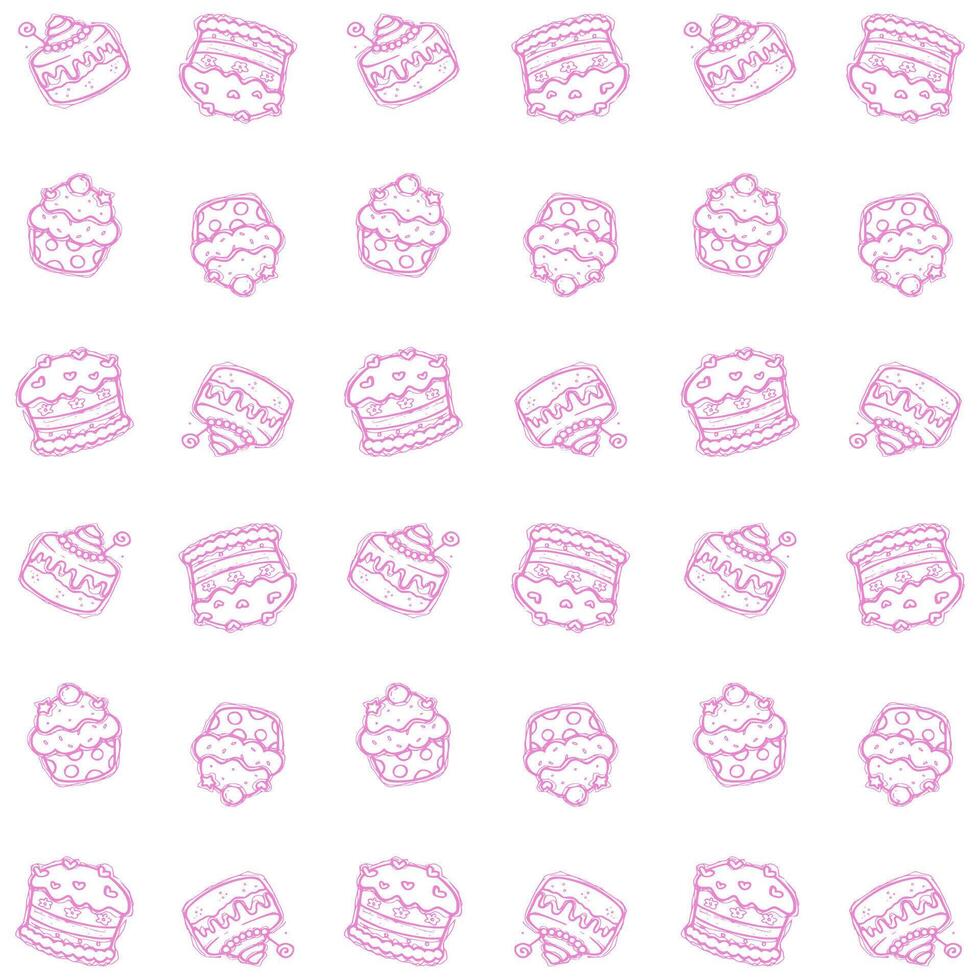 doodle cake pattern vector