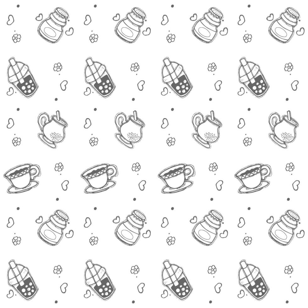 random doodle drink pattern vector