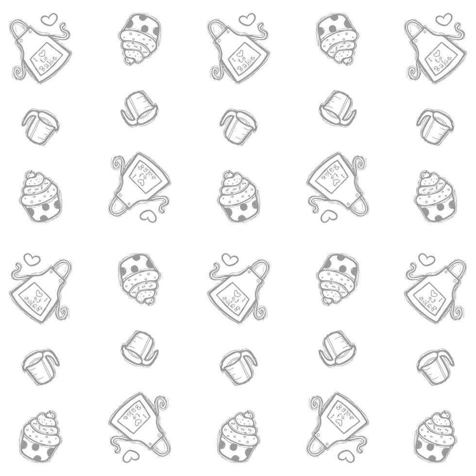 doodle baking ang cake pattern vector