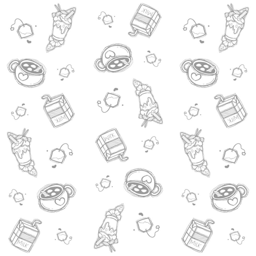doodle drink pattern vector
