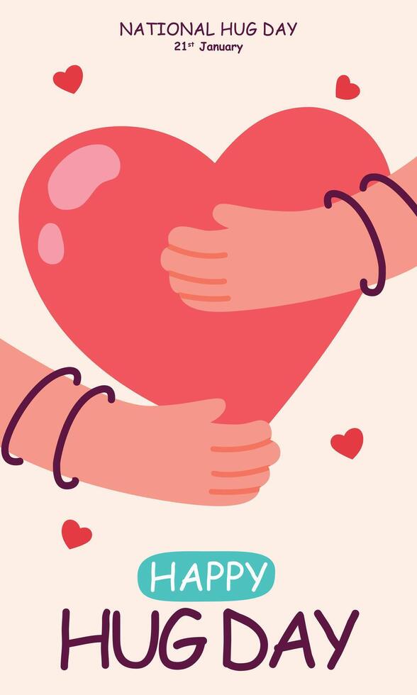 Hand drawn flat Hug Day background vector