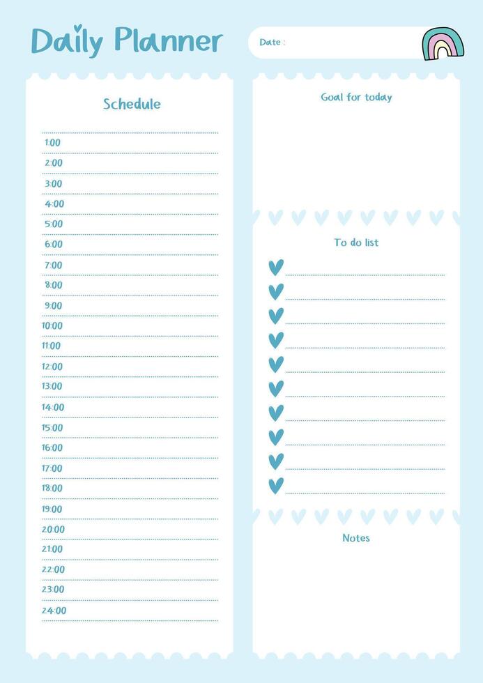Daily Planner Template with Schedule and To-Do List vector