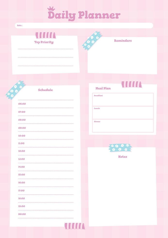 Daily Planner Template with Schedule and To-Do List vector