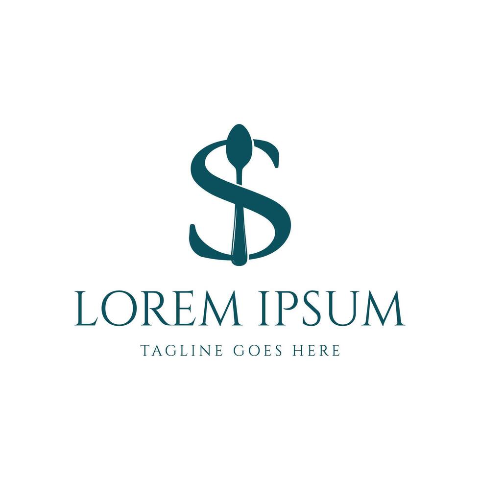 Initial Letter S with Spoon for Food Restaurant Service Icon Symbol Logo Design vector