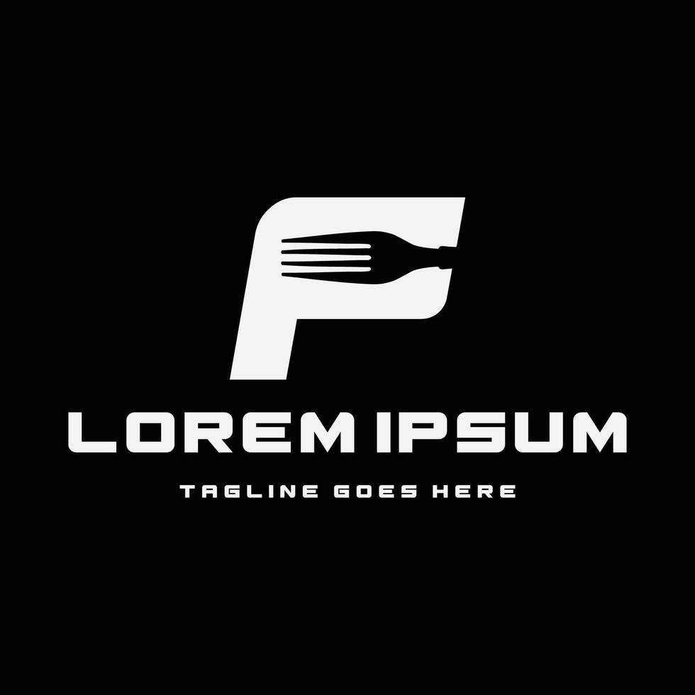 Initial Letter F with Fork for Fast Food Restaurant Service Icon Symbol Logo Design vector