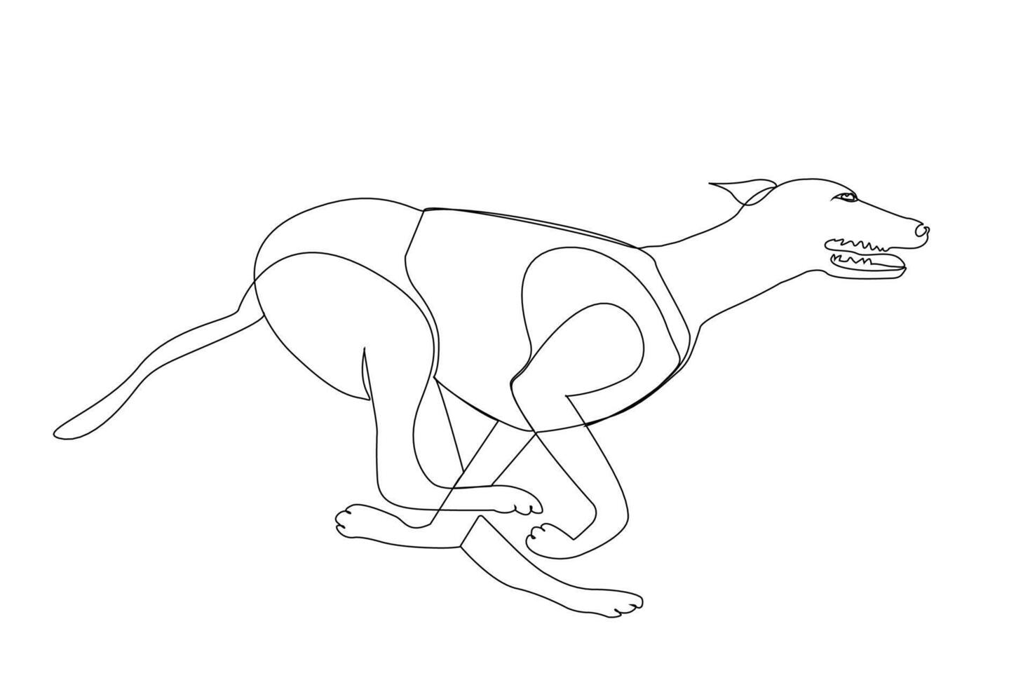 greyhound racing dog muzzle athletic start sport one line art design vector