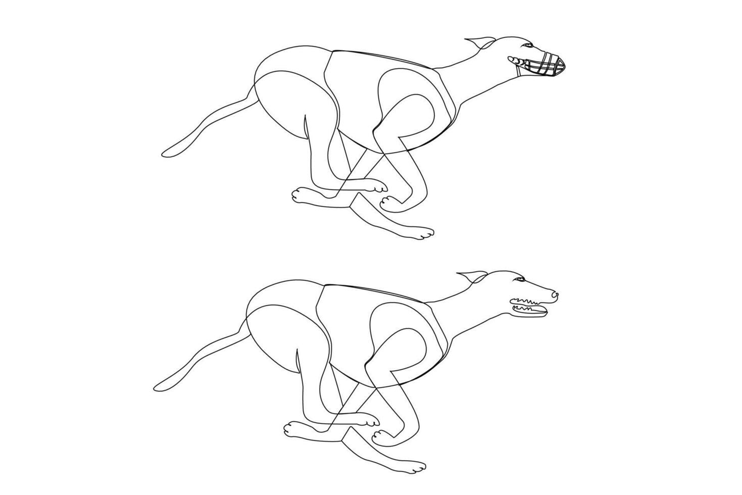 greyhound racing dog muzzle athletic start sport one line art design vector