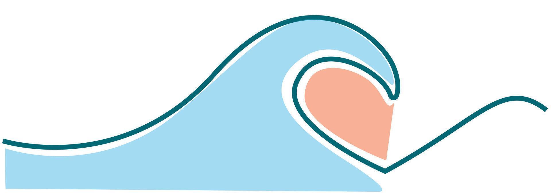 water wave sea nature heart icon love creative one line art design vector