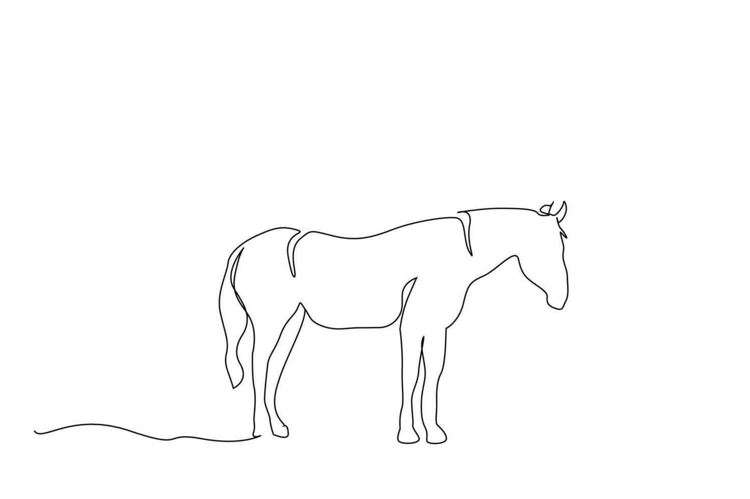 horse elegant on equipment carrying full body length one line art design vector