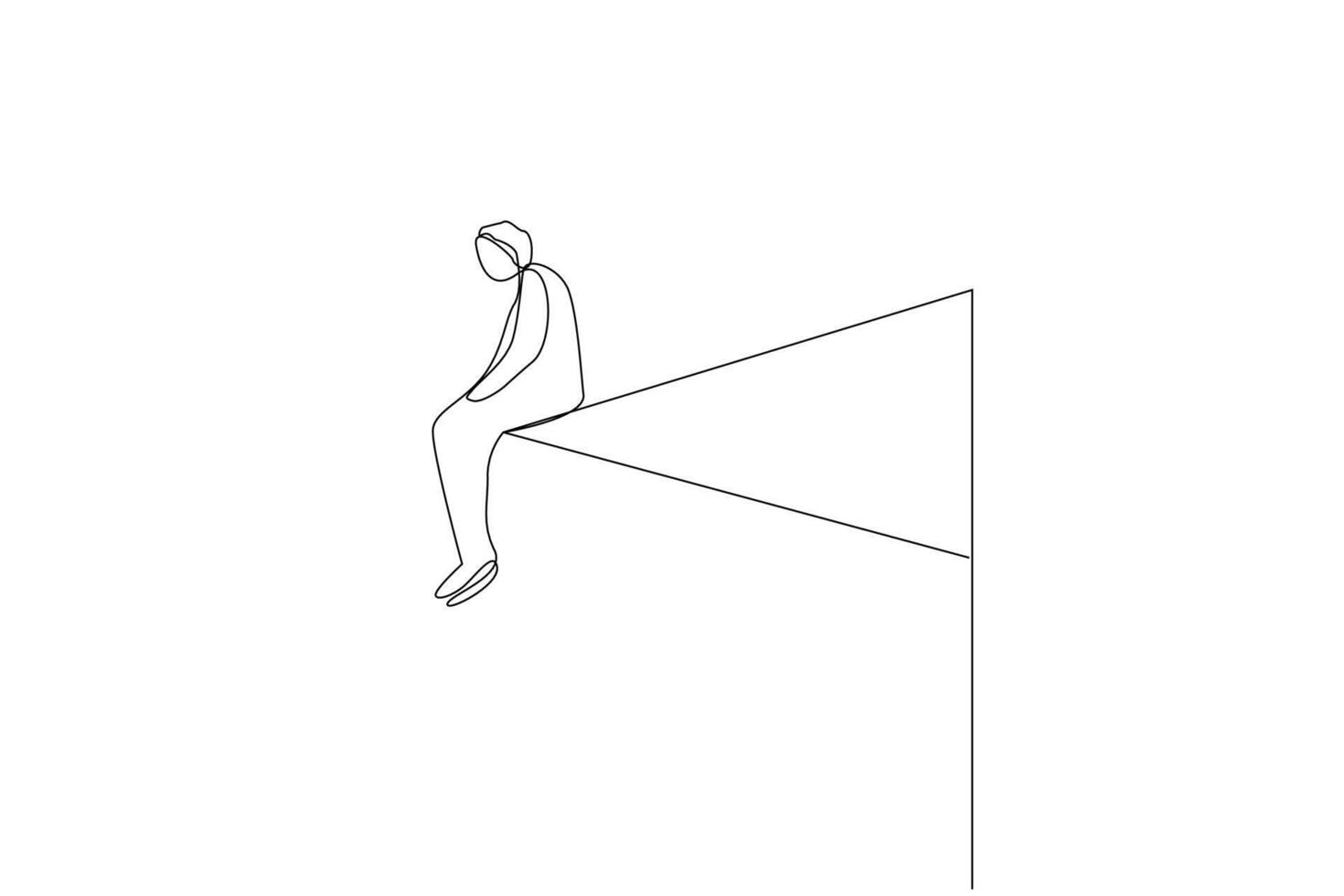 human lonely thoughtful unhappy depressed sit one line art design vector