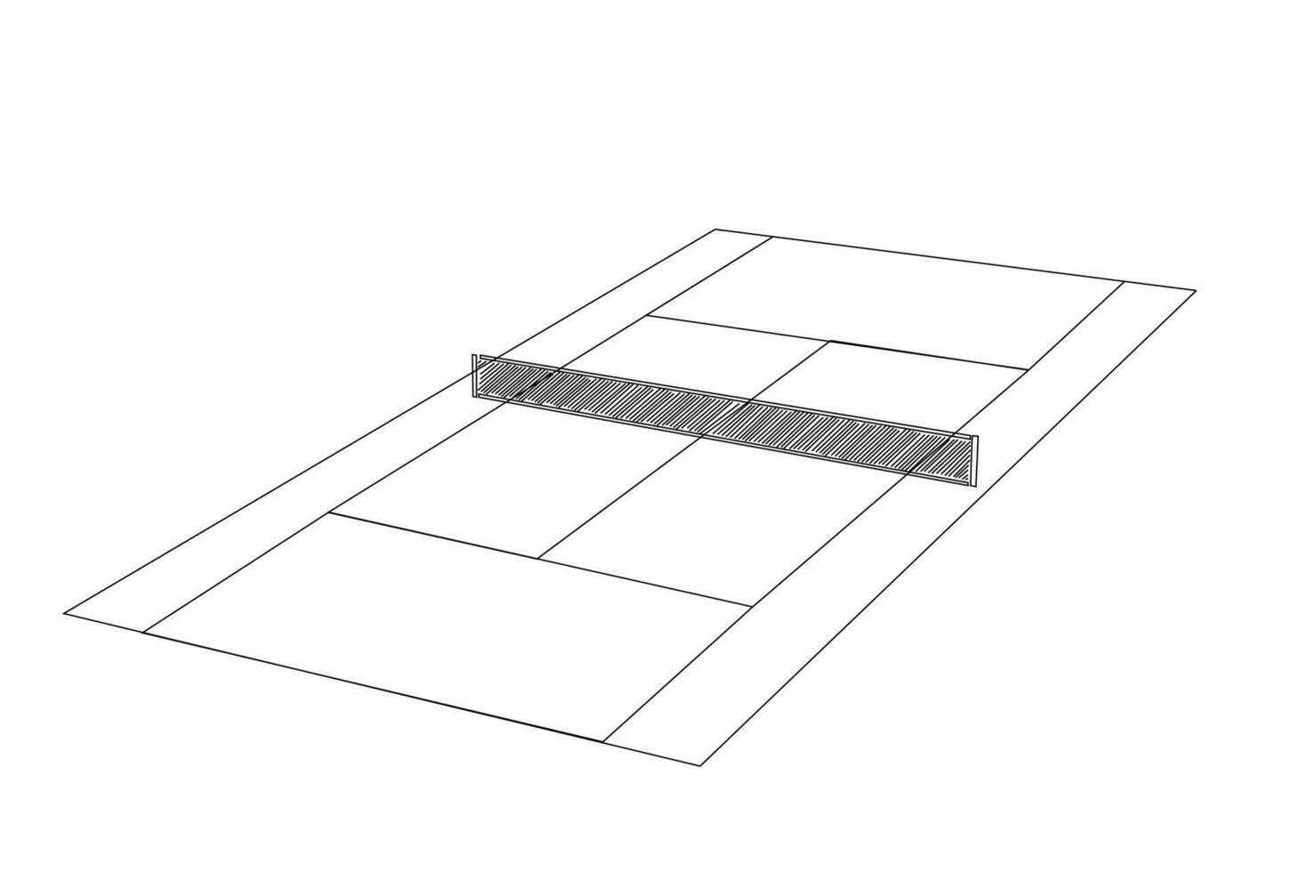 tennis court sport set area ground view line drawing art design vector