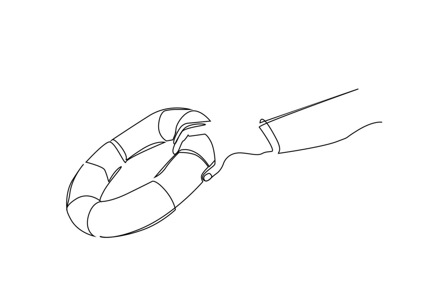 man business finance lifebuoy give help hand one line art design vector