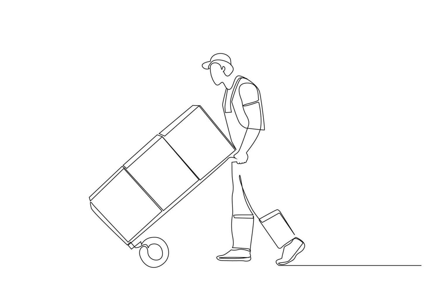 cargo worker carrying boxes business industry one line art design vector
