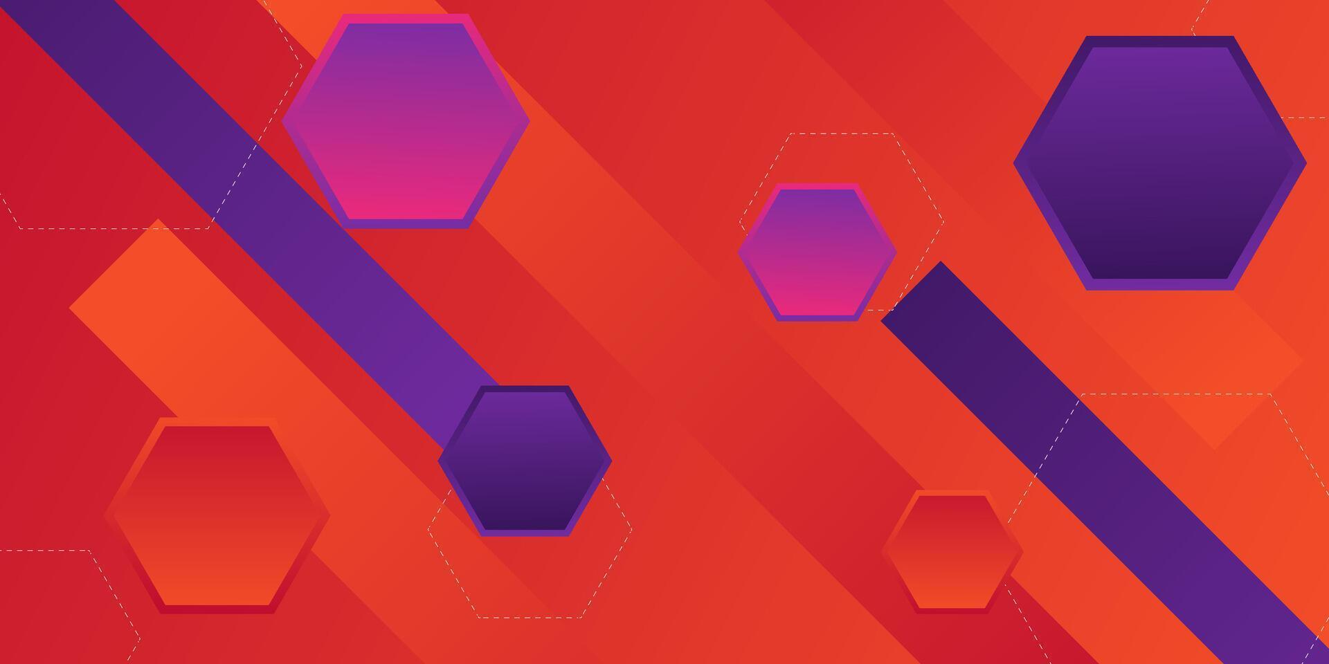 Abstract orange 3D background gradient with dynamic rectangle and hexagon overlapping pattern background. eps10 vector