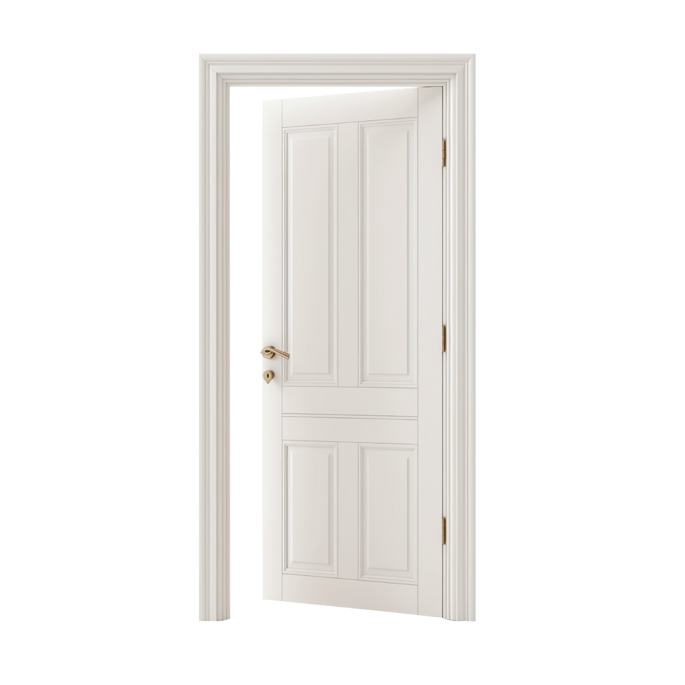 A white open door white frame isolated background png