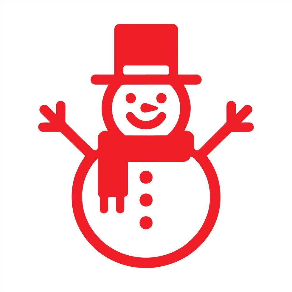 Icy Delight Red Silhouette Snowman with Tie Hat and Frosty Flakes of Joy vector