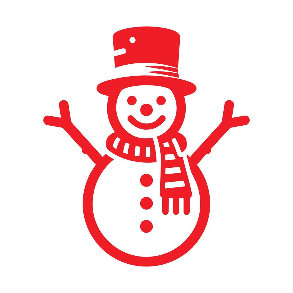 Snowman with Tie, Red Silhouette, and Snowflakes for Frosty Flakes of Joy vector