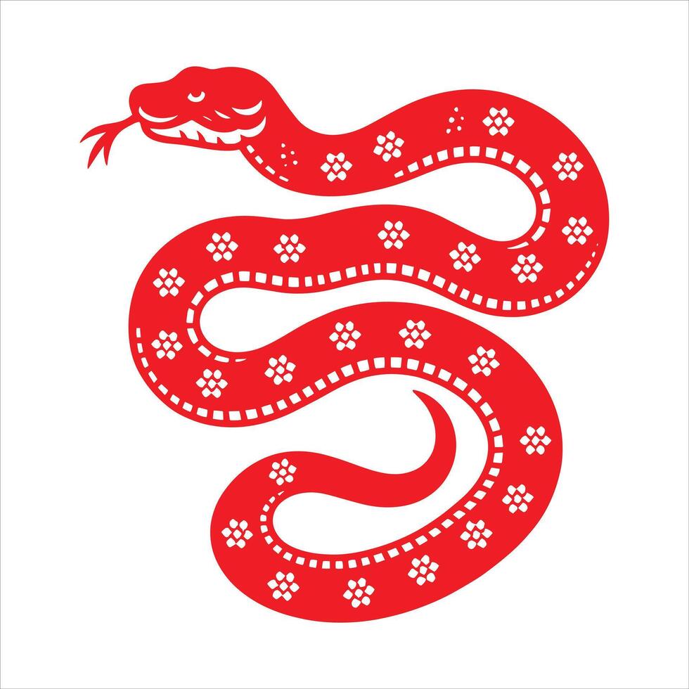 Happy Chinese New Year Snake Illustration Black and White Silhouette Year of The Snake Wood Snake vector