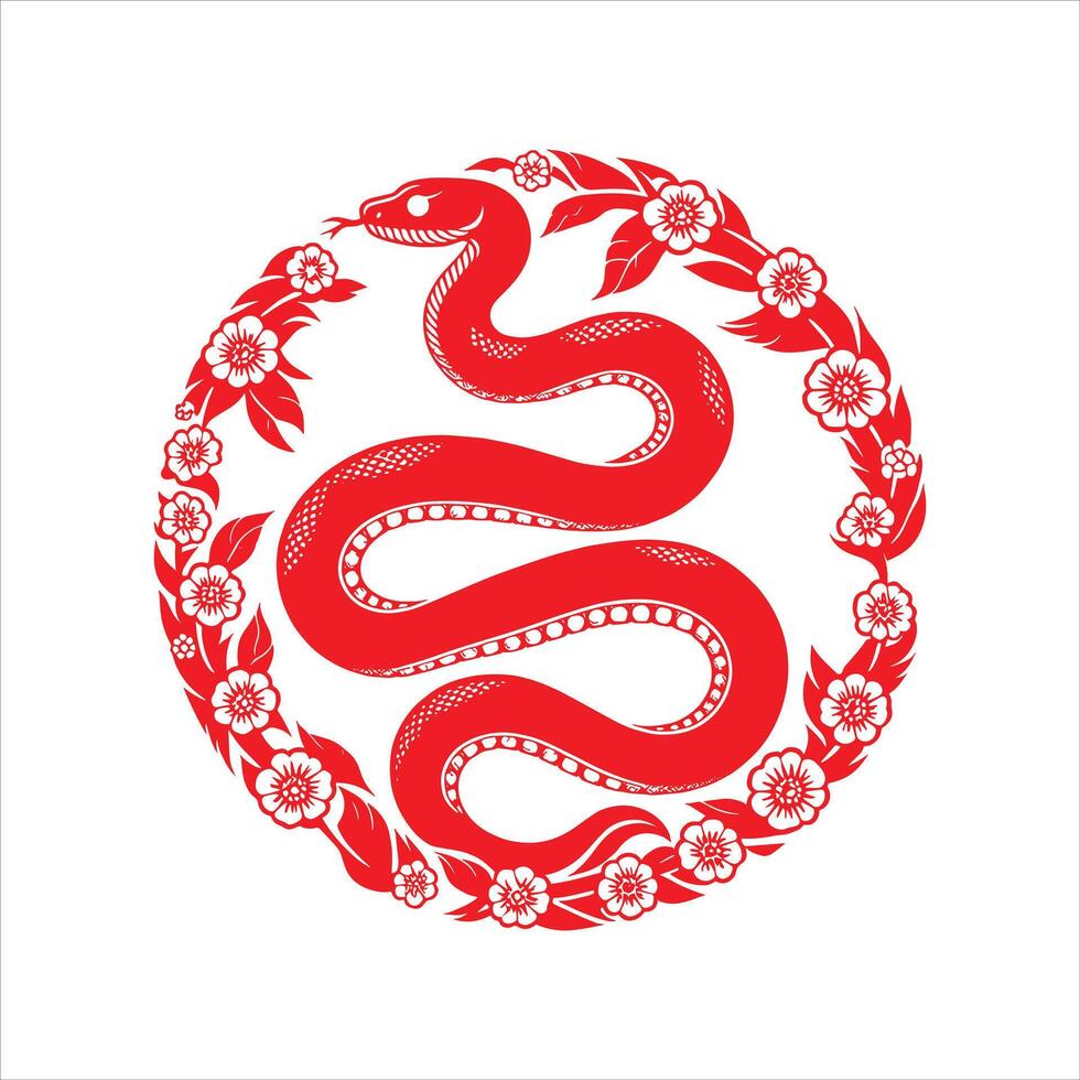 Wood Snake Illustration Year of The Snake Chinese Zodiac Black and White Snake Silhouette vector