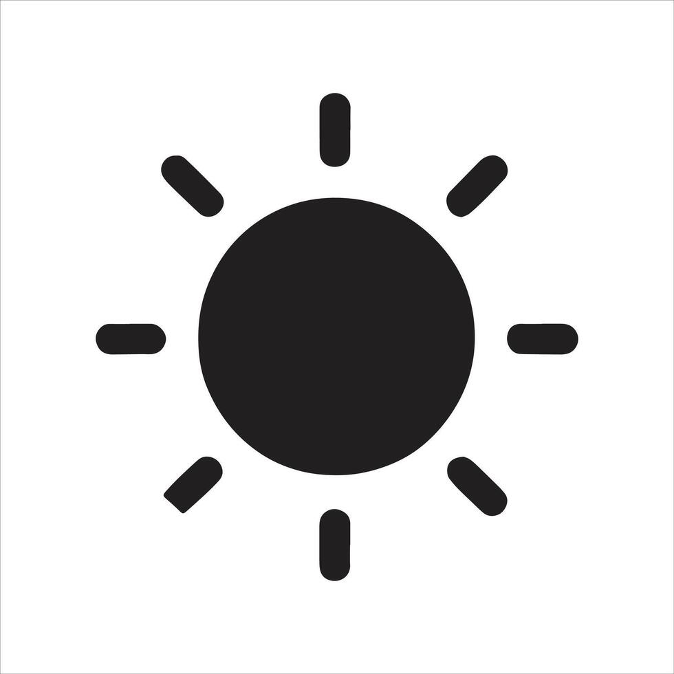 Sun Icon Black and White Silhouette Illustration vector