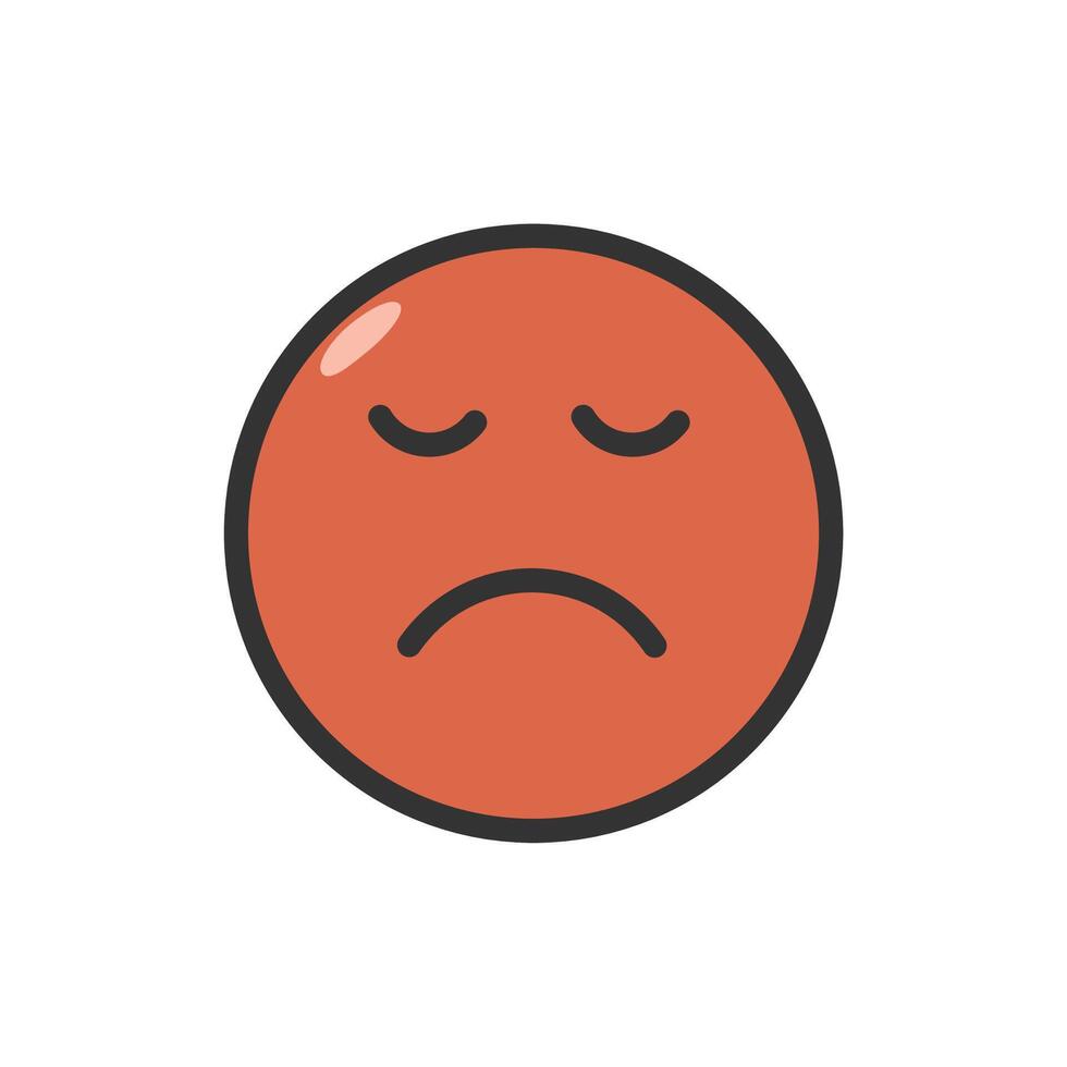 Sad face emoticon icon isolated illustration. vector
