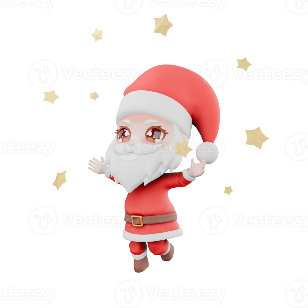 Holiday Cartoon Chibi Santa Boy. A Chibi Santa Boy walks with both hands open, as if enjoying the atmosphere. Festive Christmas 3D Model png