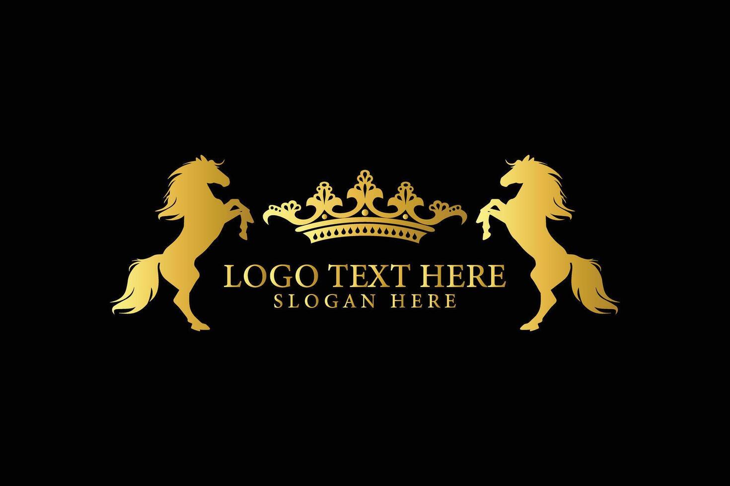 Vintage Horse with crown luxury victorian logo vector